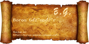 Boros Gáspár névjegykártya